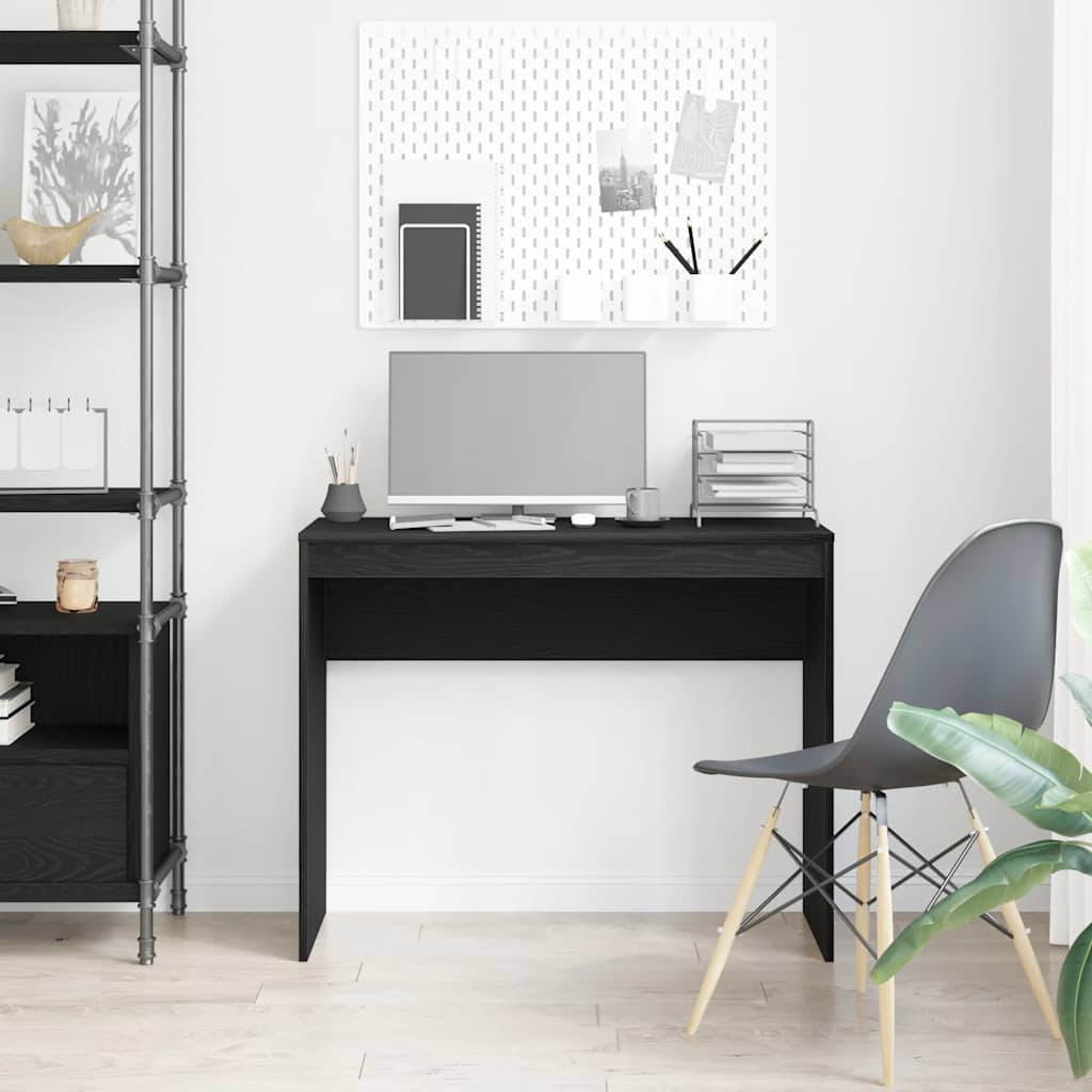 Compact Black Oak Desk - 90x40x72 cm Engineered Wood