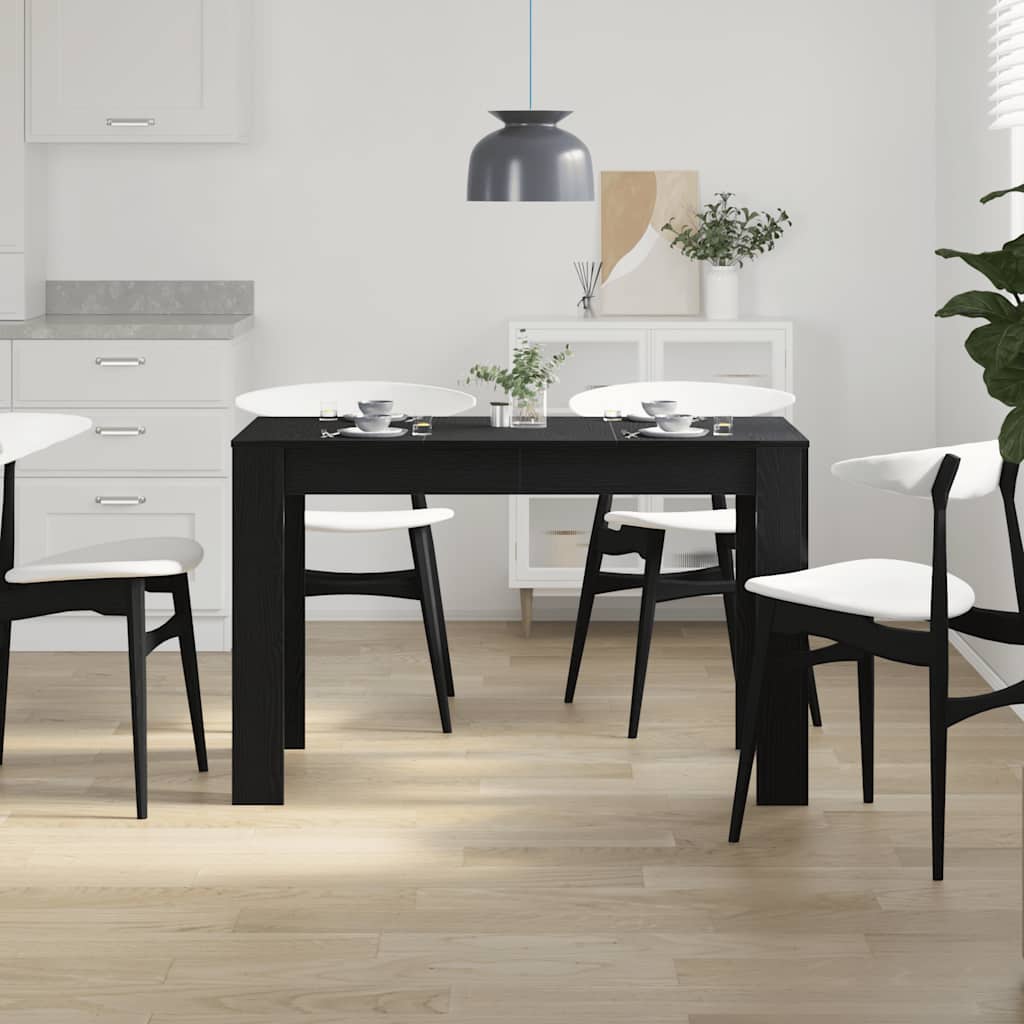 Stylish Black Oak Dining Table 120x60x76 cm - Engineered Wood