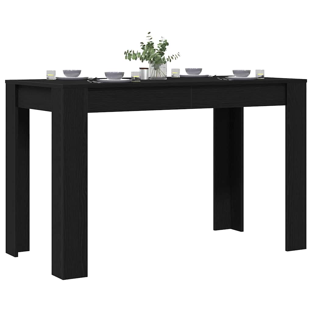 Stylish Black Oak Dining Table 120x60x76 cm - Engineered Wood