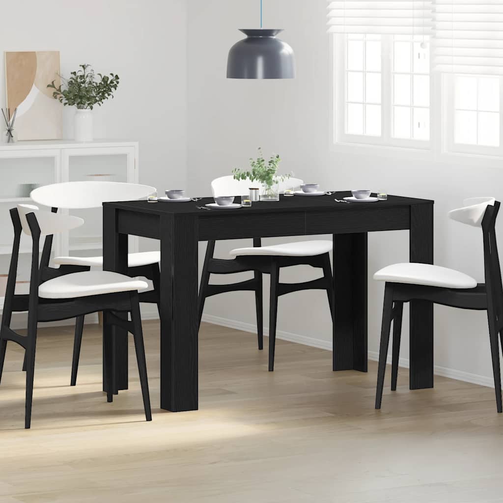 Stylish Black Oak Dining Table 120x60x76 cm - Engineered Wood