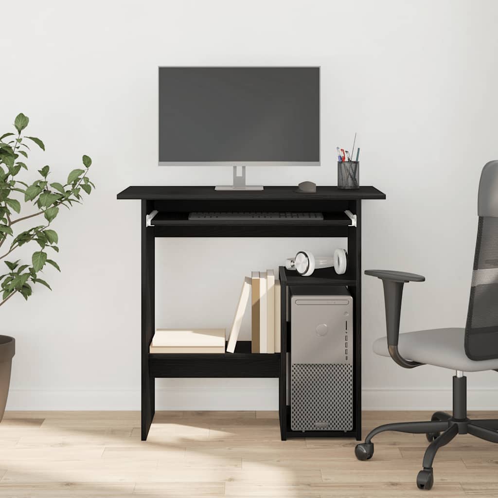 Compact Black Oak Desk 80x45x74 cm - Stylish Engineered Wood