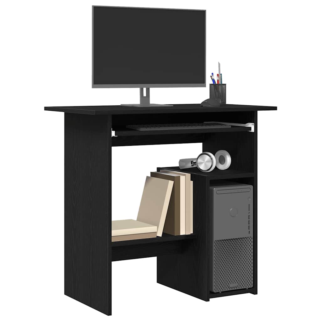 Compact Black Oak Desk 80x45x74 cm - Stylish Engineered Wood
