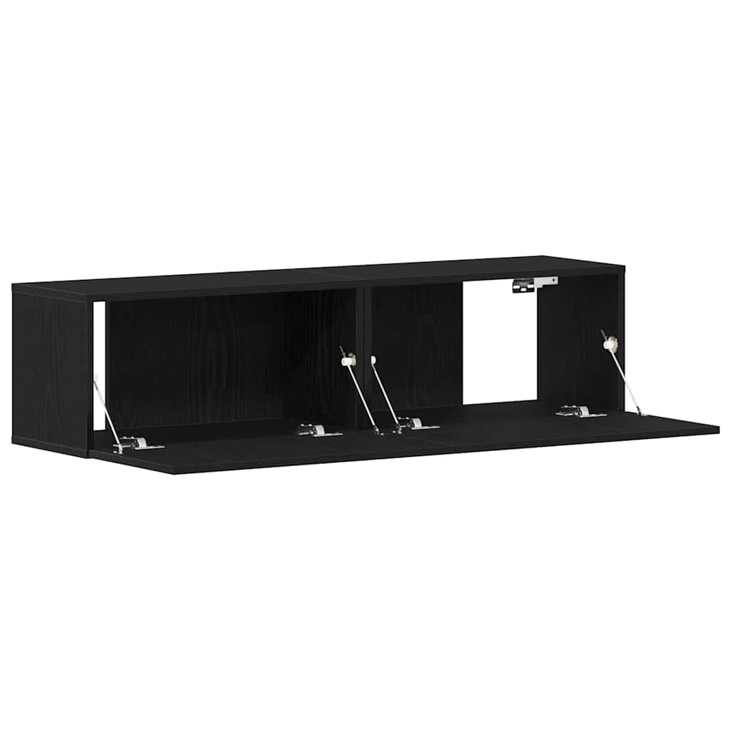 TV Cabinet Black Oak 120x30x30.5 cm Engineered Wood