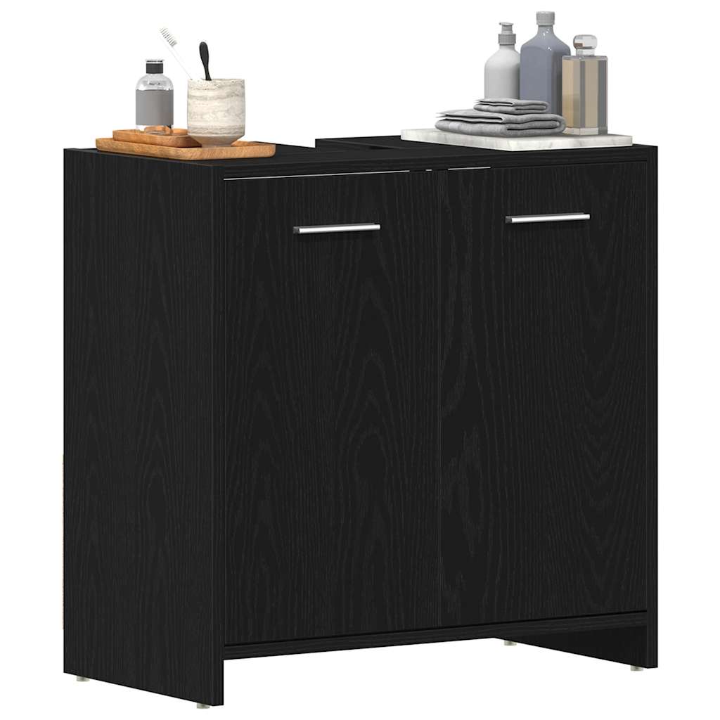 Black Oak Bathroom Sink Cabinet - 60x33x60 cm Engineered Wood