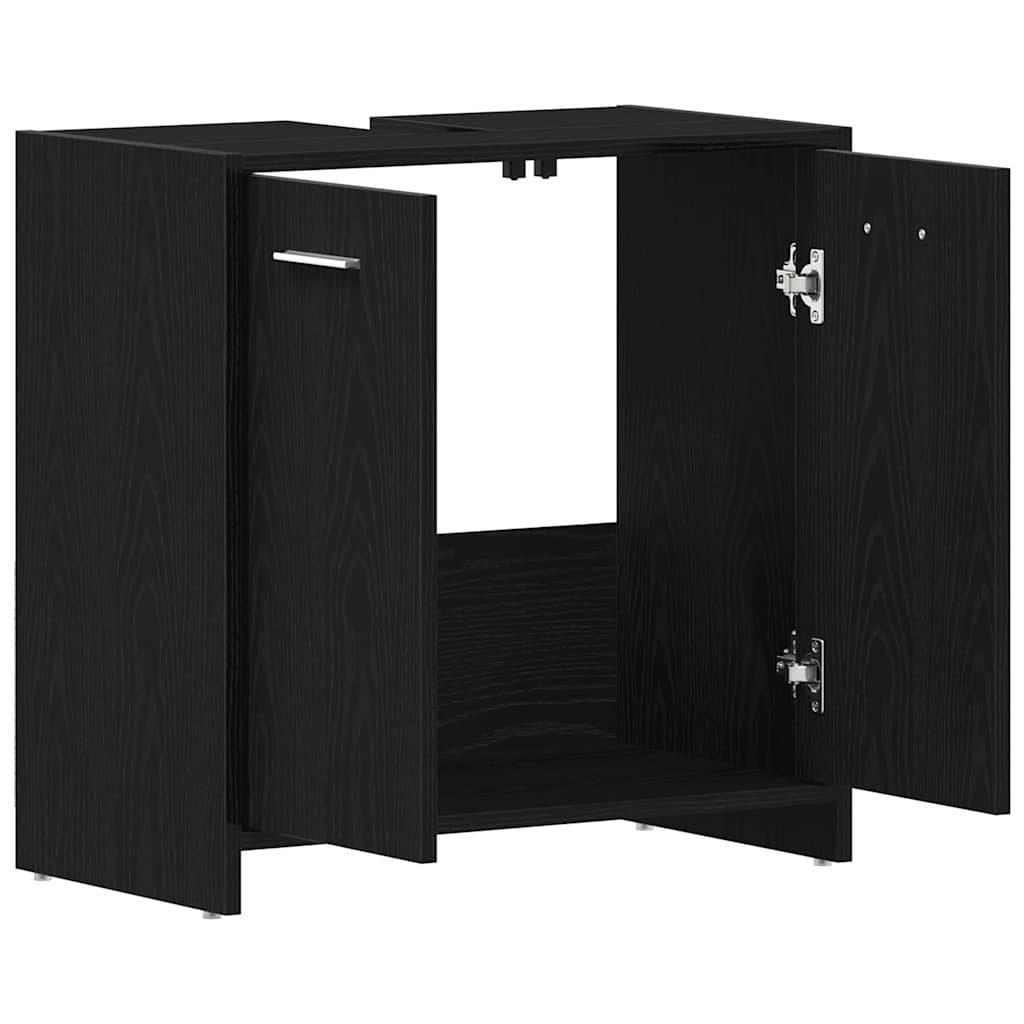 Black Oak Bathroom Sink Cabinet - 60x33x60 cm Engineered Wood