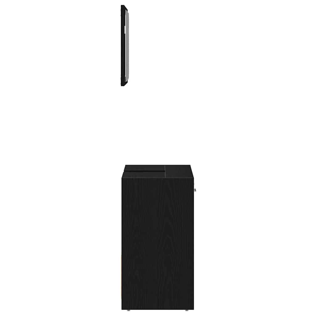 Black Oak Bathroom Cabinet with Mirror - Engineered Wood