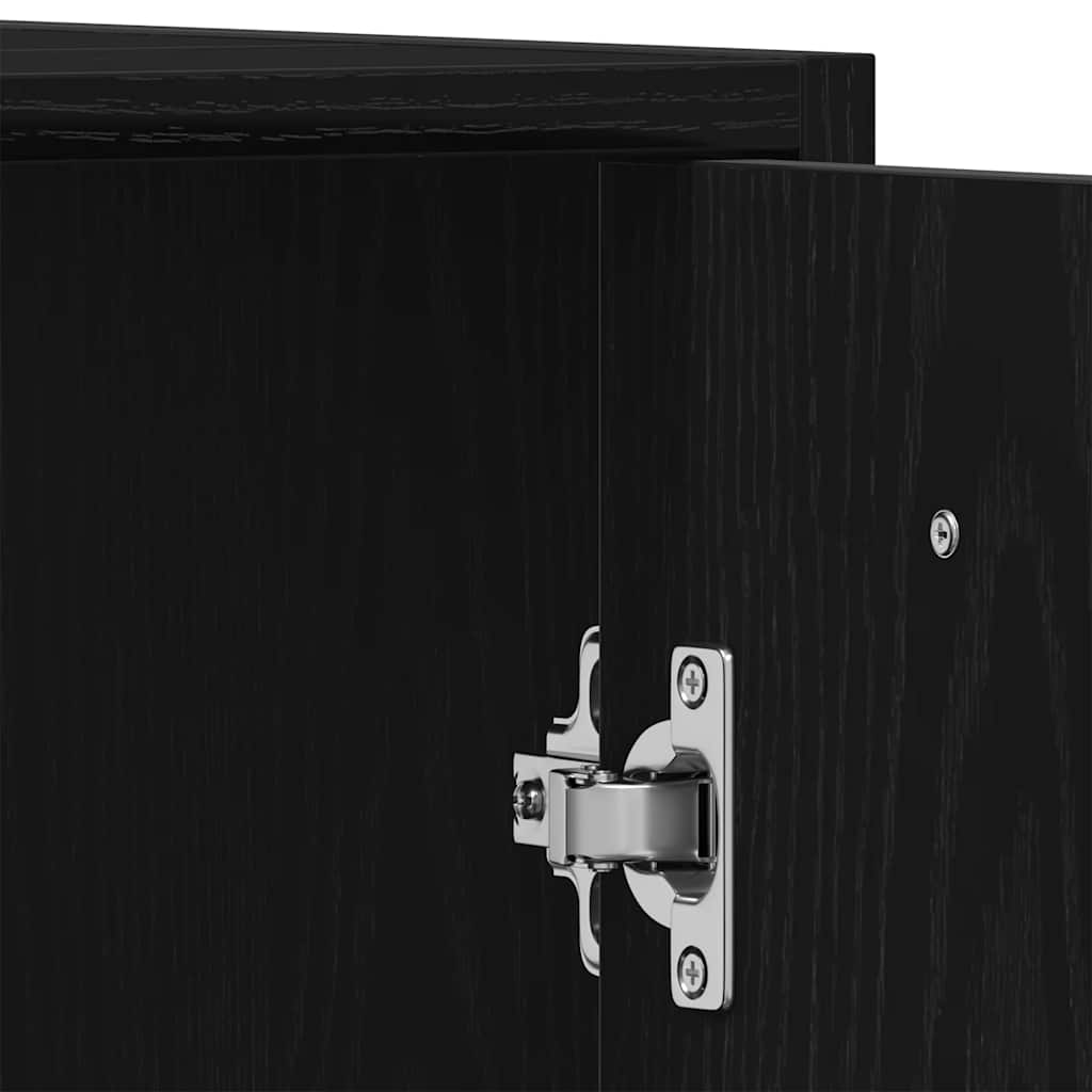 Black Oak Bathroom Cabinet with Mirror - Engineered Wood