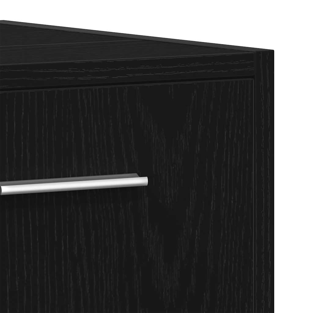 Black Oak Bathroom Cabinet with Mirror - Engineered Wood