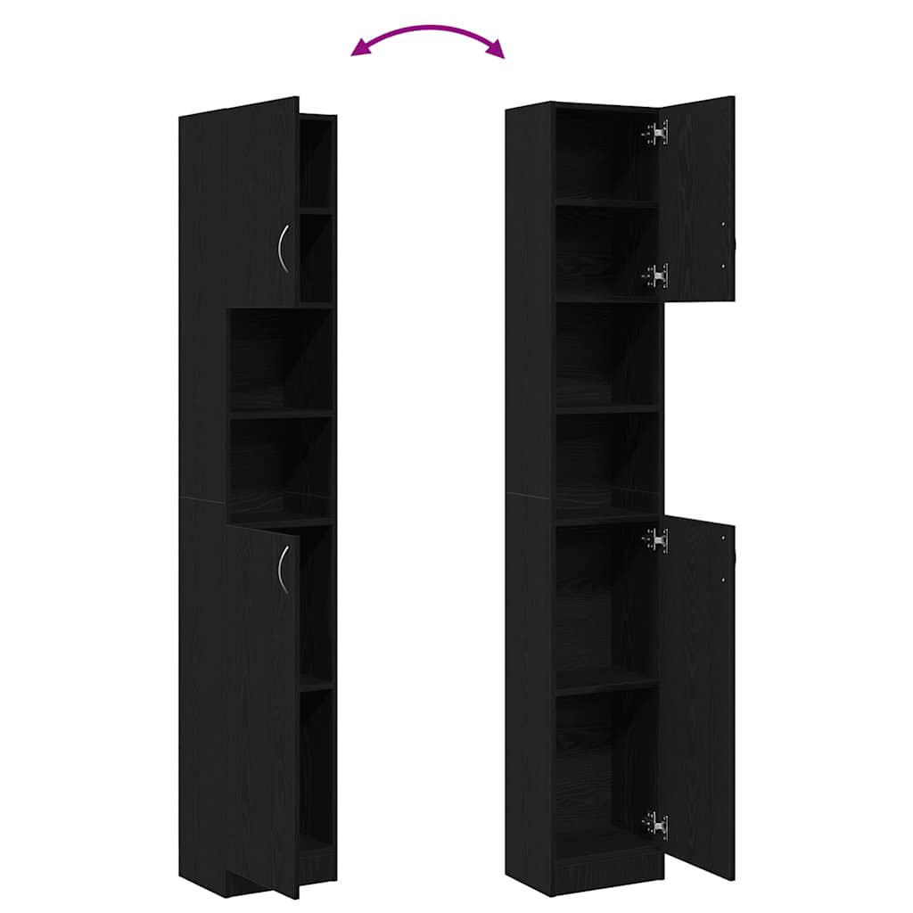 Black Oak Bathroom Cabinet - Engineered Wood 32x25.5x190 cm