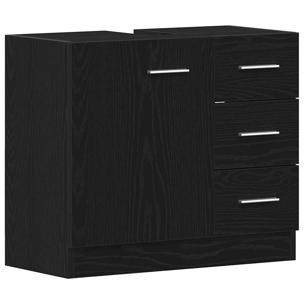 Black Oak Sink Cabinet 63x30x54 cm - Durable Engineered Wood