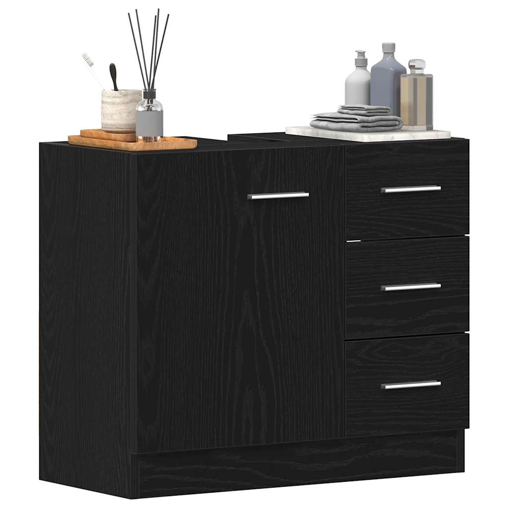 Black Oak Sink Cabinet 63x30x54 cm - Durable Engineered Wood