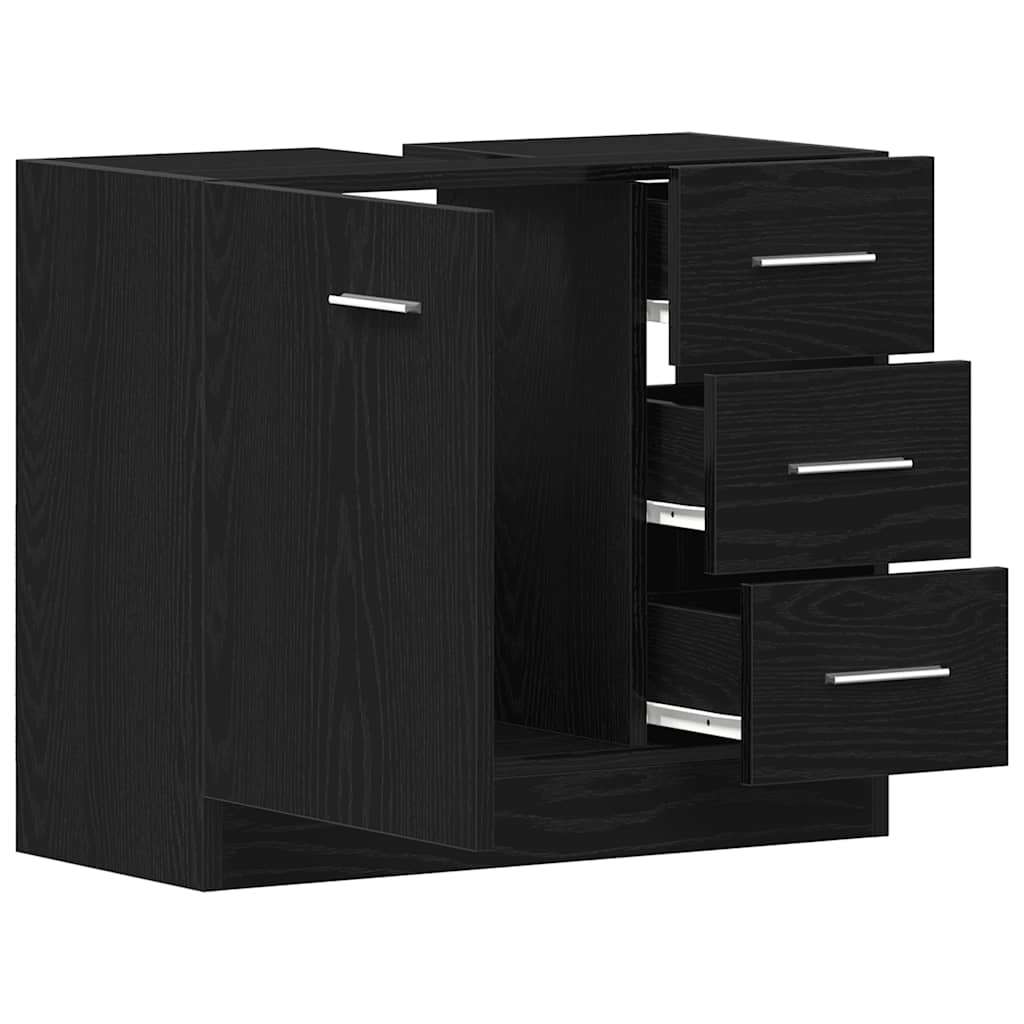 Black Oak Sink Cabinet 63x30x54 cm - Durable Engineered Wood