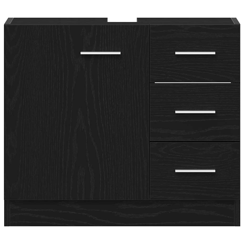 Black Oak Sink Cabinet 63x30x54 cm - Durable Engineered Wood