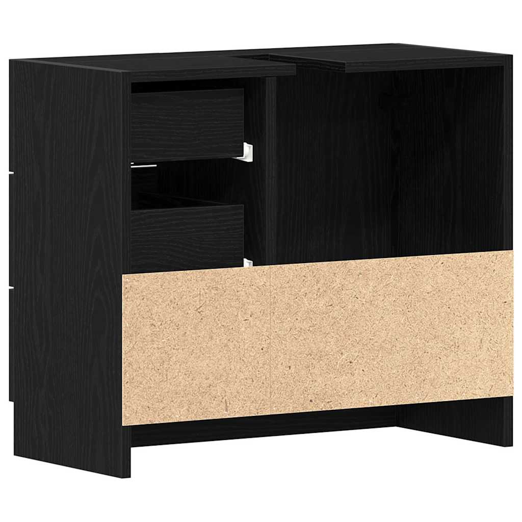 Black Oak Sink Cabinet 63x30x54 cm - Durable Engineered Wood
