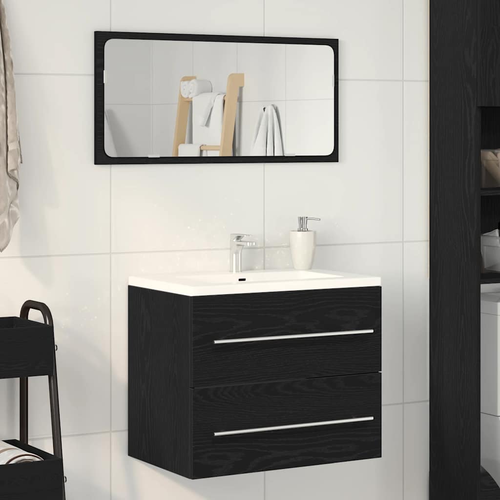 Black Oak Bathroom Sink Cabinet - 60x38.5x48cm Engineered Wood