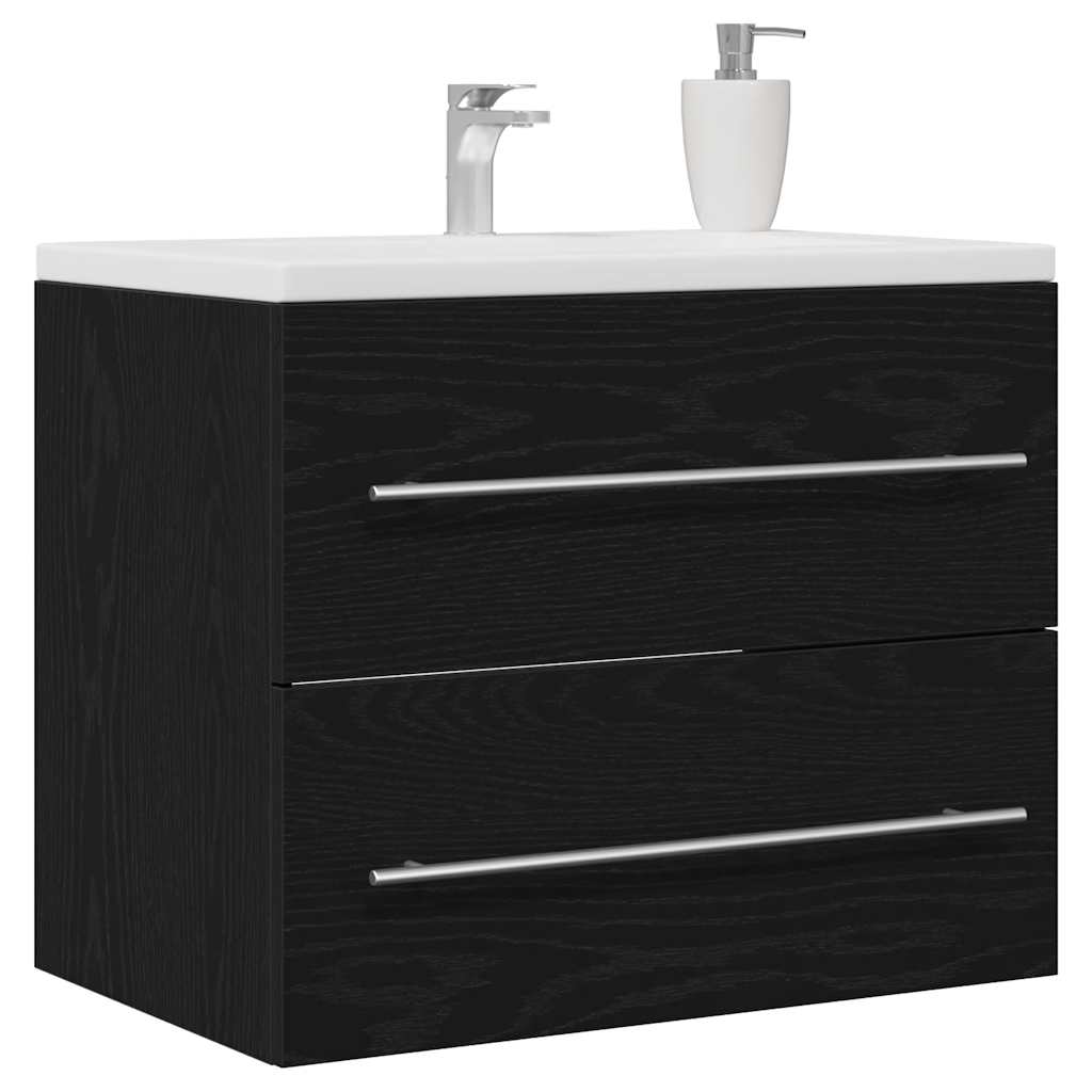 Black Oak Bathroom Sink Cabinet - 60x38.5x48cm Engineered Wood