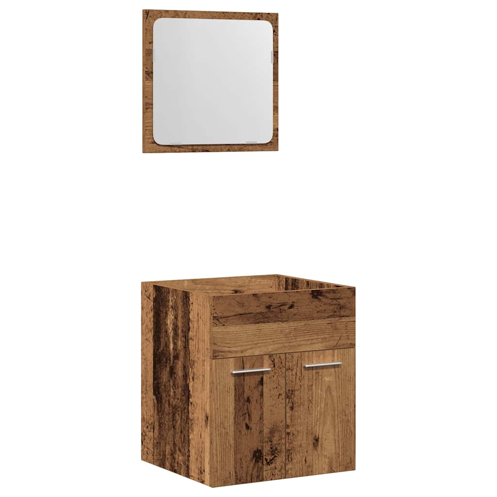 Rustic 2-Piece Bathroom Set - Old Wood Finish Furniture