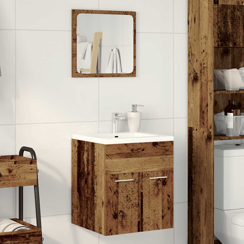 Rustic 2-Piece Bathroom Set - Old Wood Finish Furniture