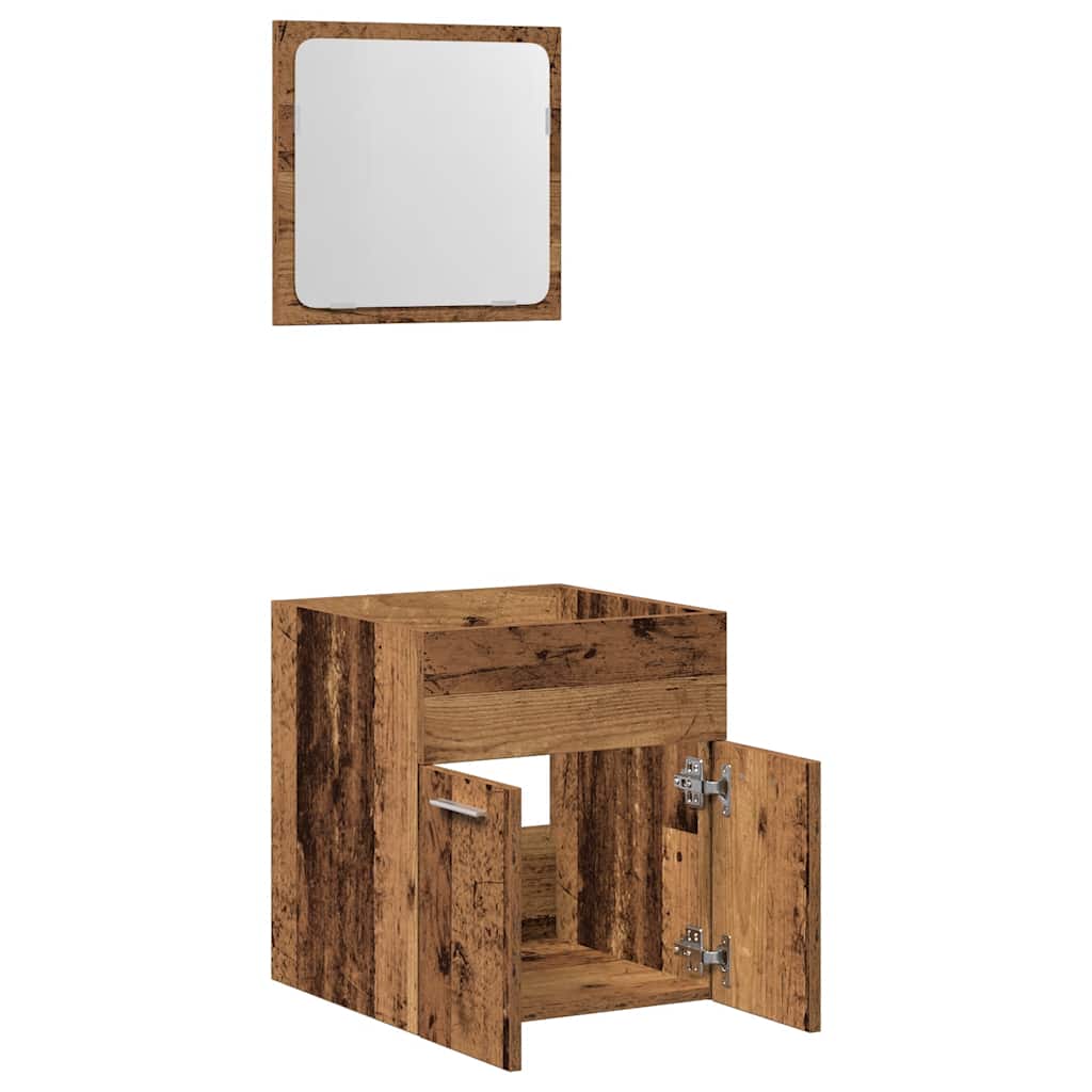 Rustic 2-Piece Bathroom Set - Old Wood Finish Furniture