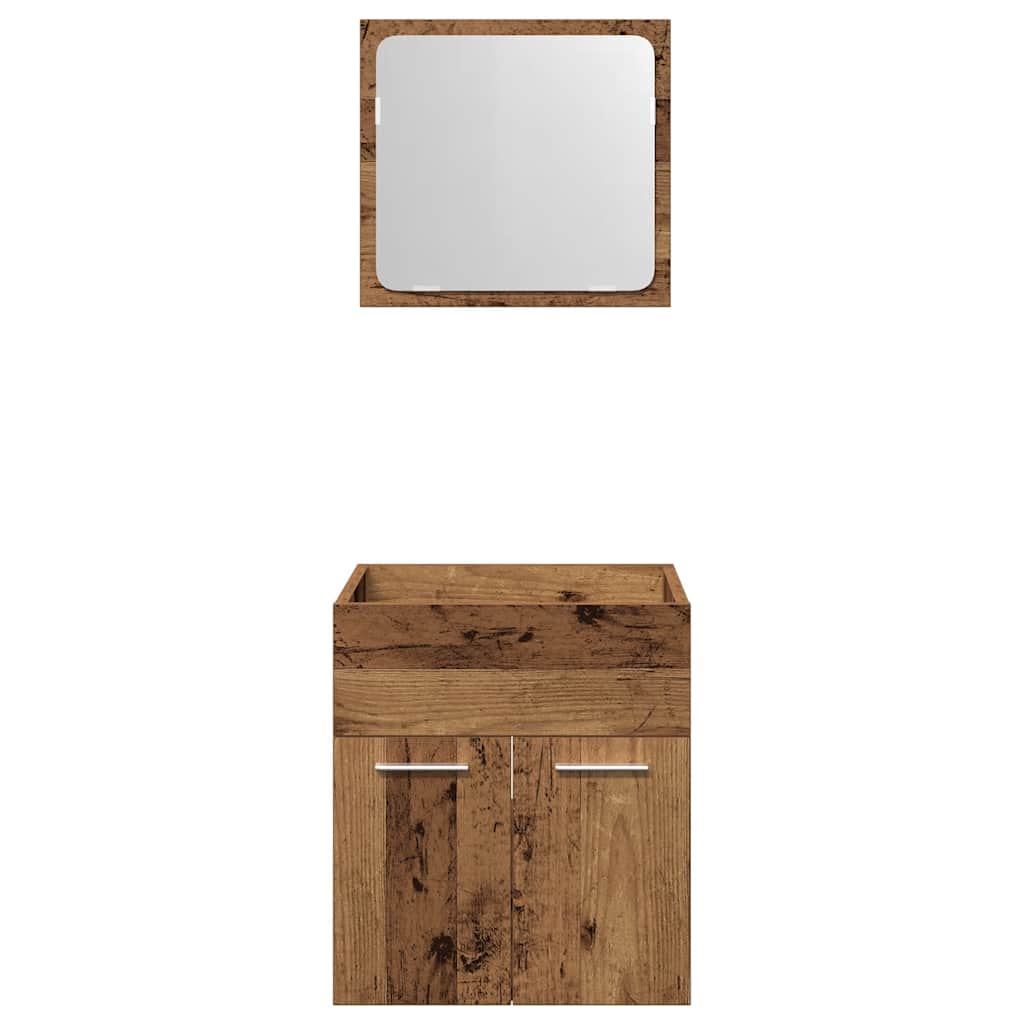 Rustic 2-Piece Bathroom Set - Old Wood Finish Furniture