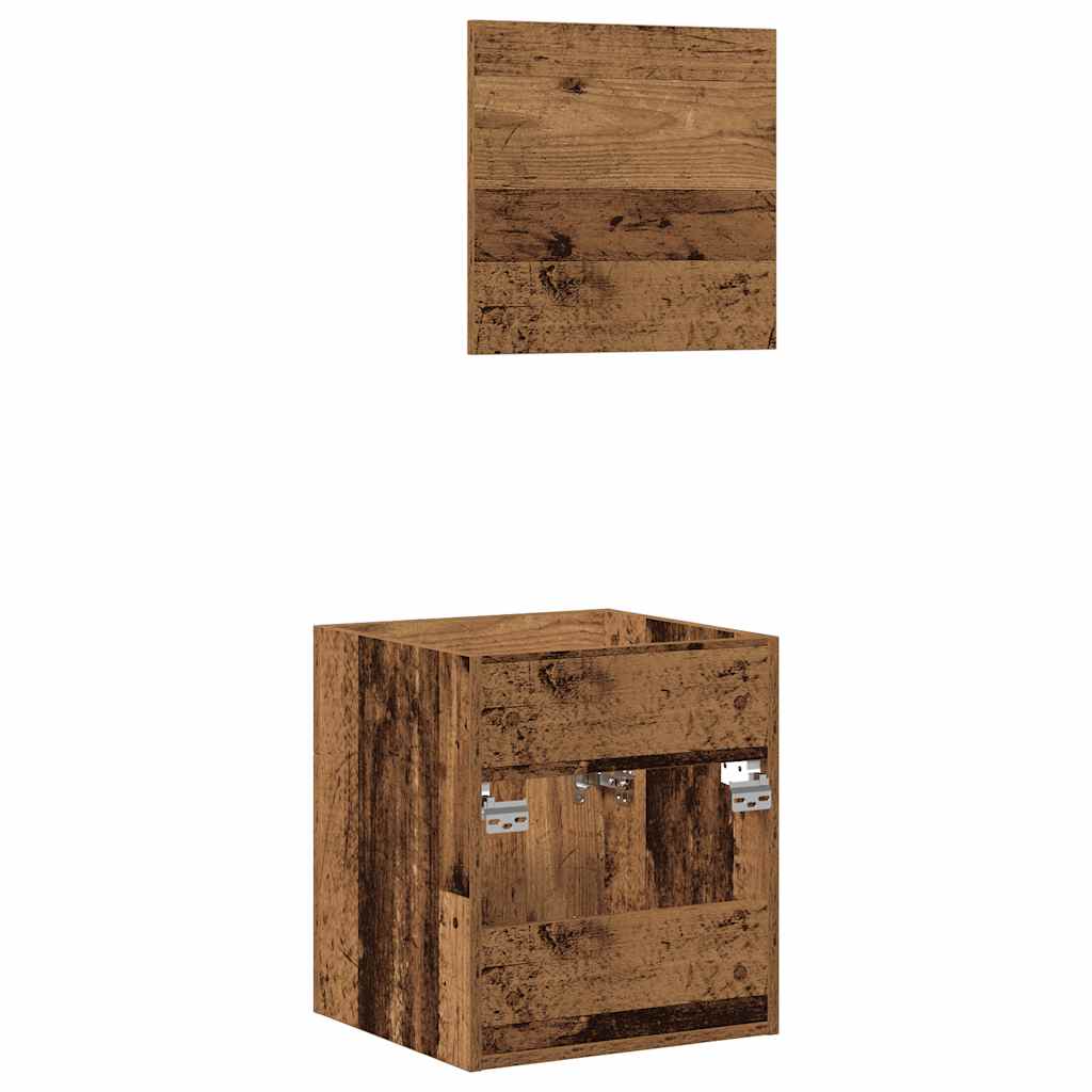 Rustic 2-Piece Bathroom Set - Old Wood Finish Furniture