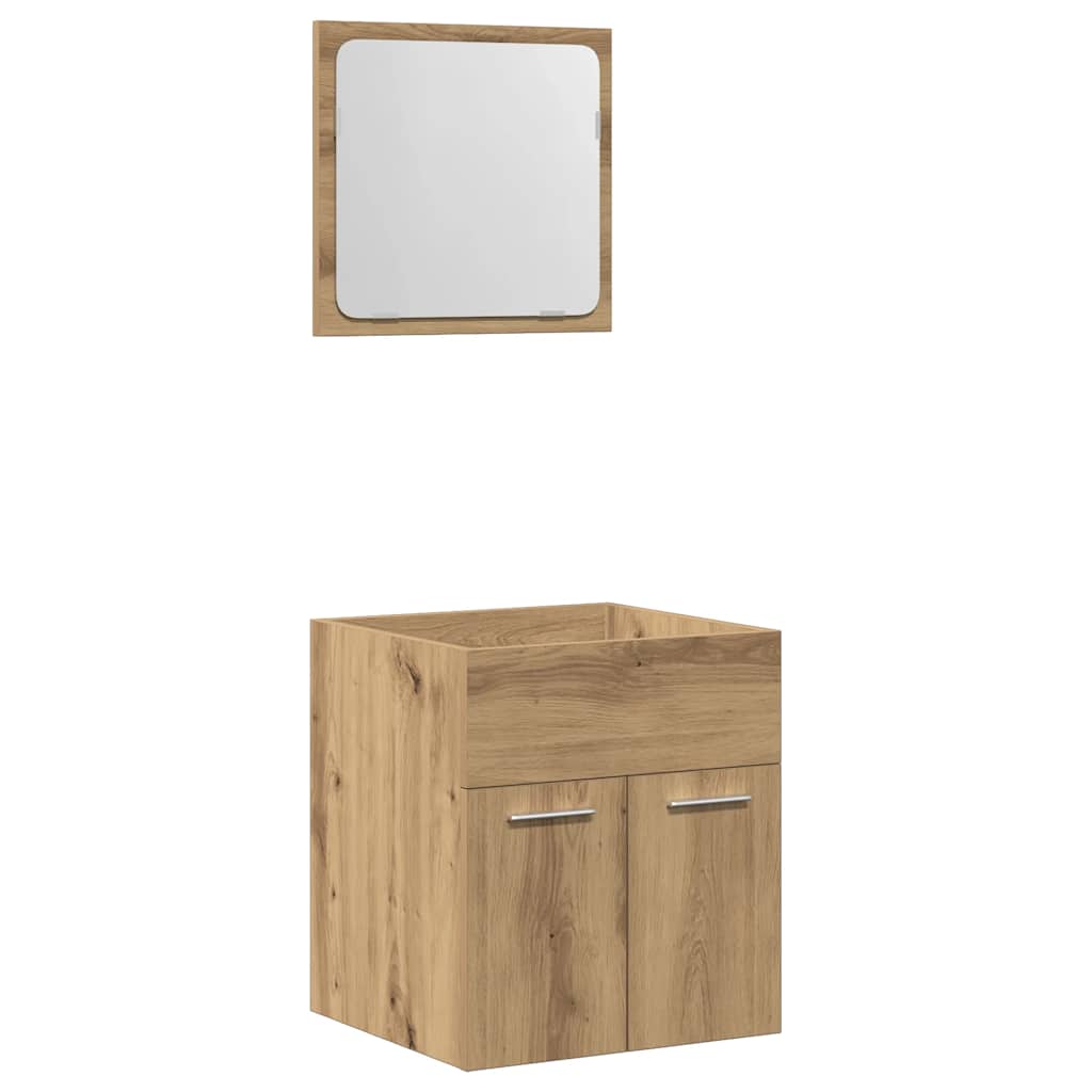 Artisan Oak 2-Piece Bathroom Set: Engineered Wood Elegance