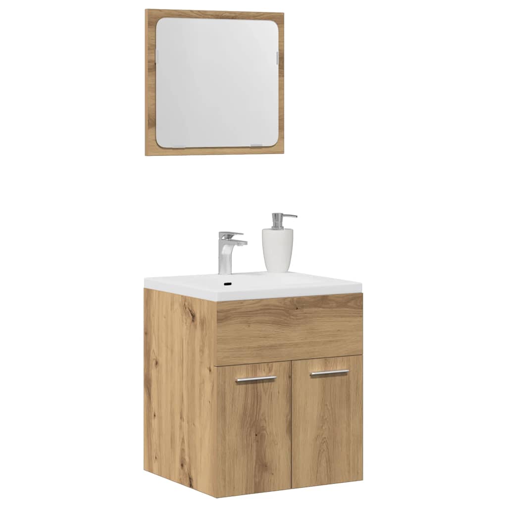 Artisan Oak 2-Piece Bathroom Set: Engineered Wood Elegance