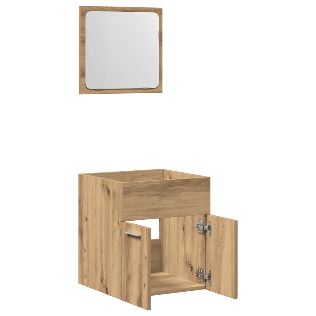 Artisan Oak 2-Piece Bathroom Set: Engineered Wood Elegance