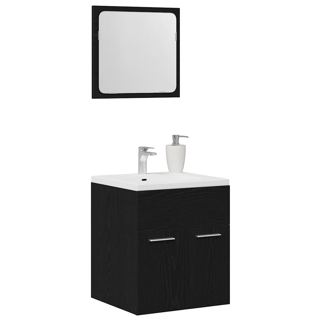 Black Oak Bathroom Furniture Set - 2 Piece Engineered Wood