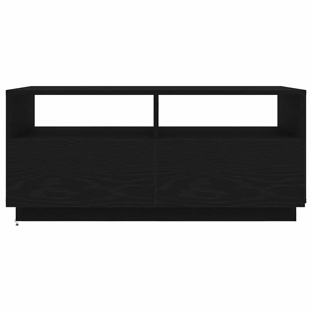 Coffee Table with LED Lights Black Oak 90x49x40 cm