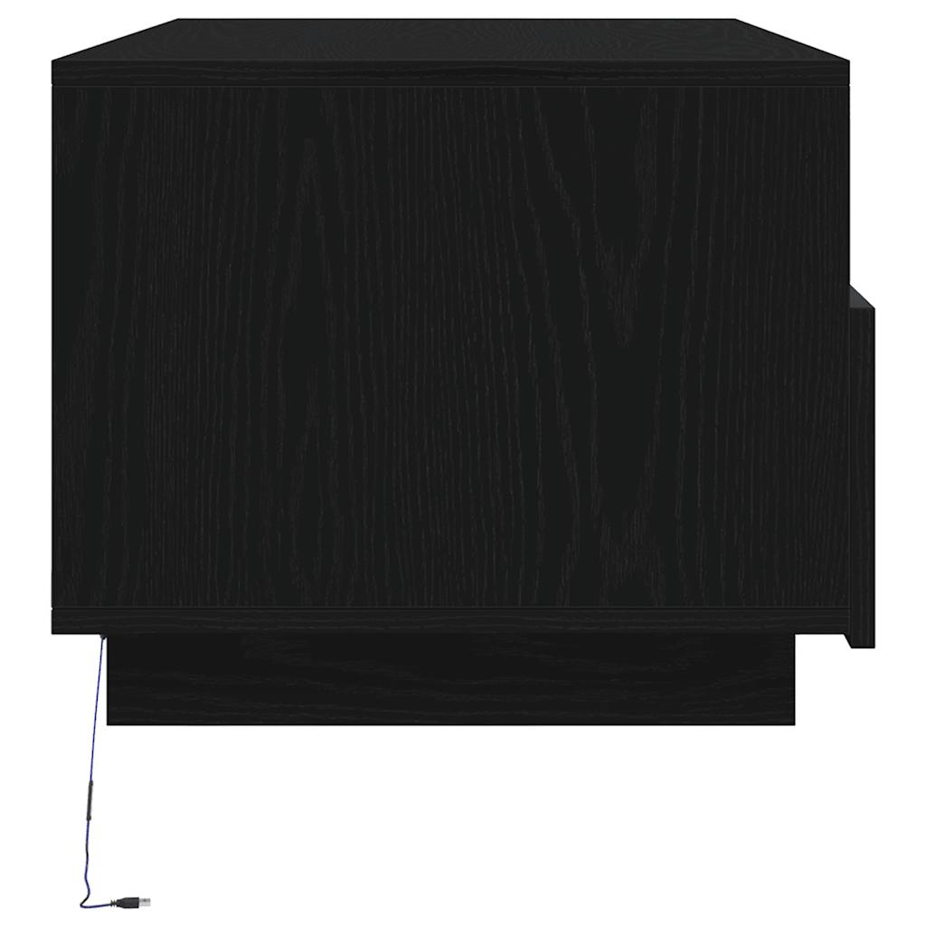 Coffee Table with LED Lights Black Oak 90x49x40 cm