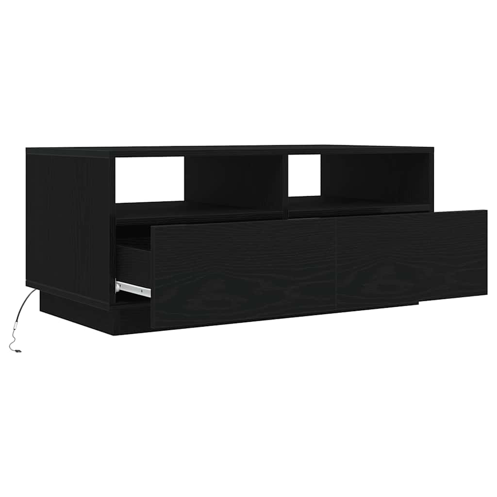 Coffee Table with LED Lights Black Oak 90x49x40 cm