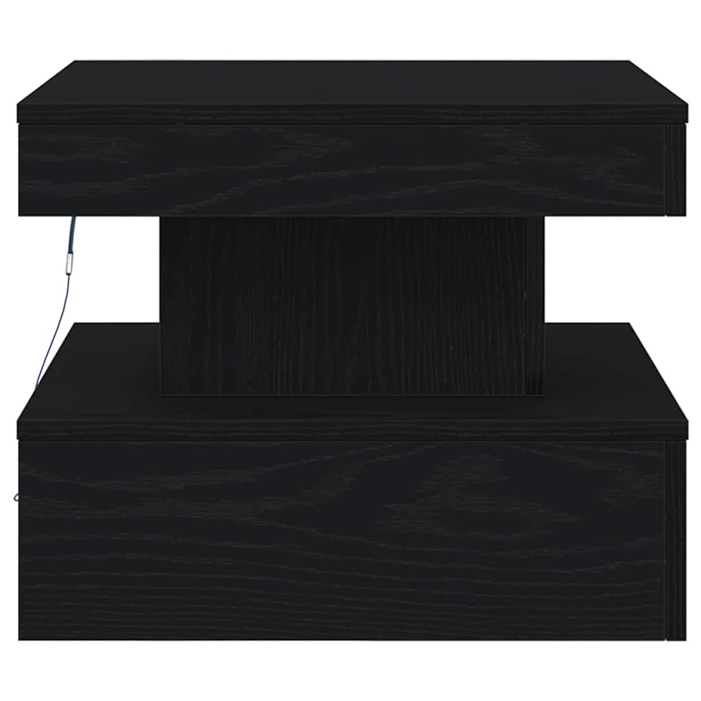 Coffee Table with LED Lights Black Oak 50x50x40 cm