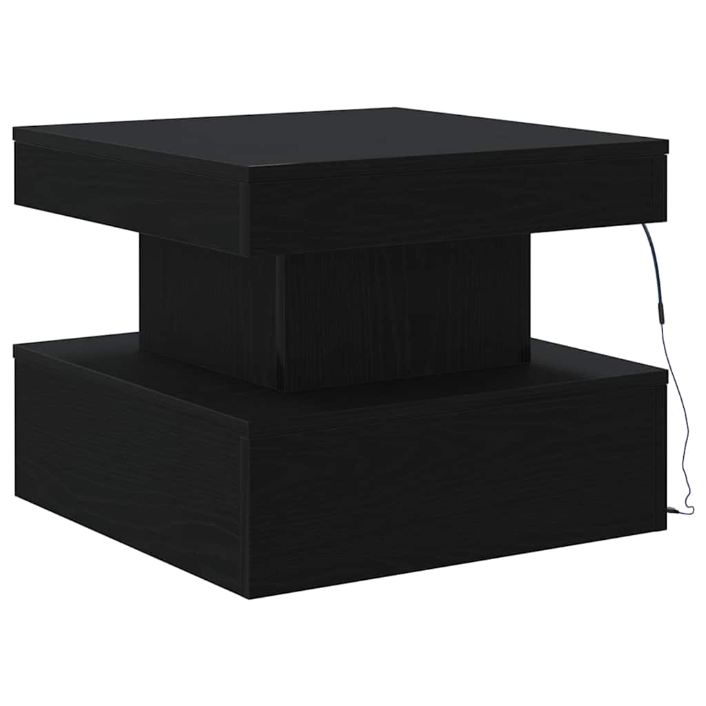 Coffee Table with LED Lights Black Oak 50x50x40 cm