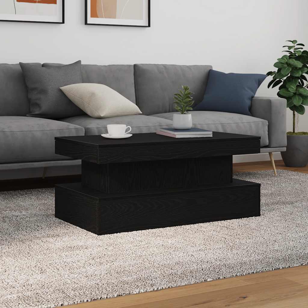 Coffee Table with LED Lights Black Oak 90x50x40 cm