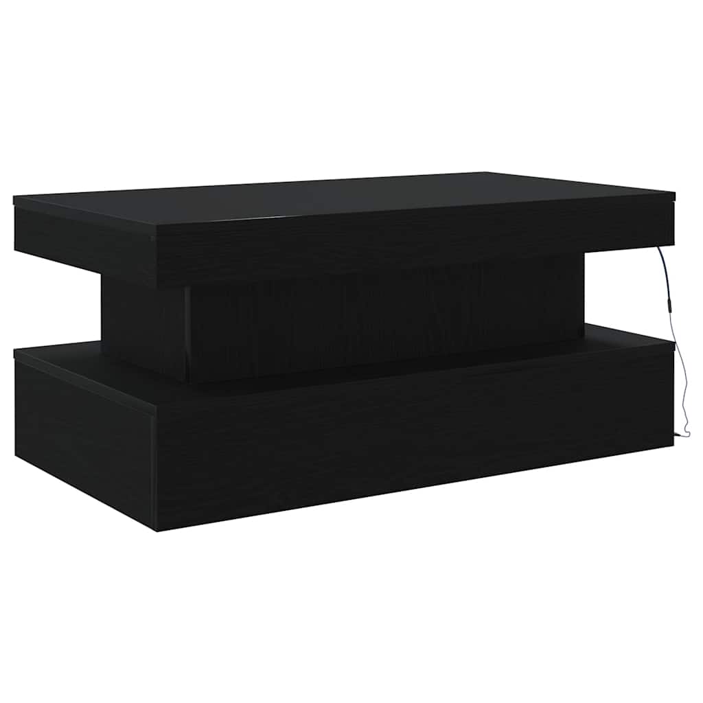 Coffee Table with LED Lights Black Oak 90x50x40 cm