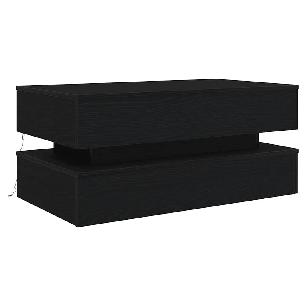 Coffee Table with LED Lights Black Oak 90x50x40 cm