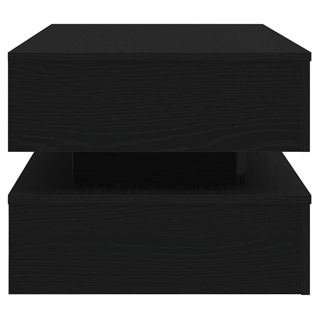 Coffee Table with LED Lights Black Oak 90x50x40 cm
