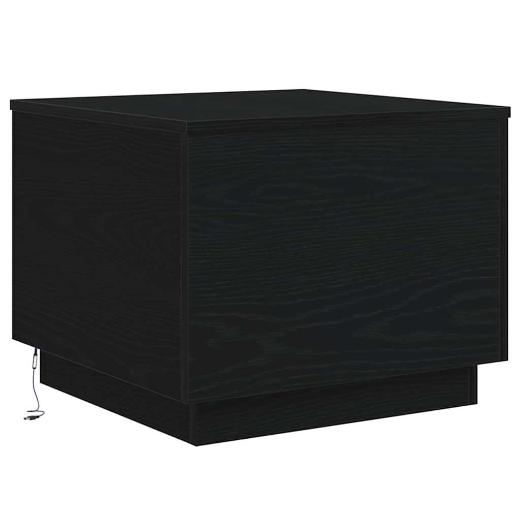 Coffee Table with LED Lights Black Oak 50x50x40 cm