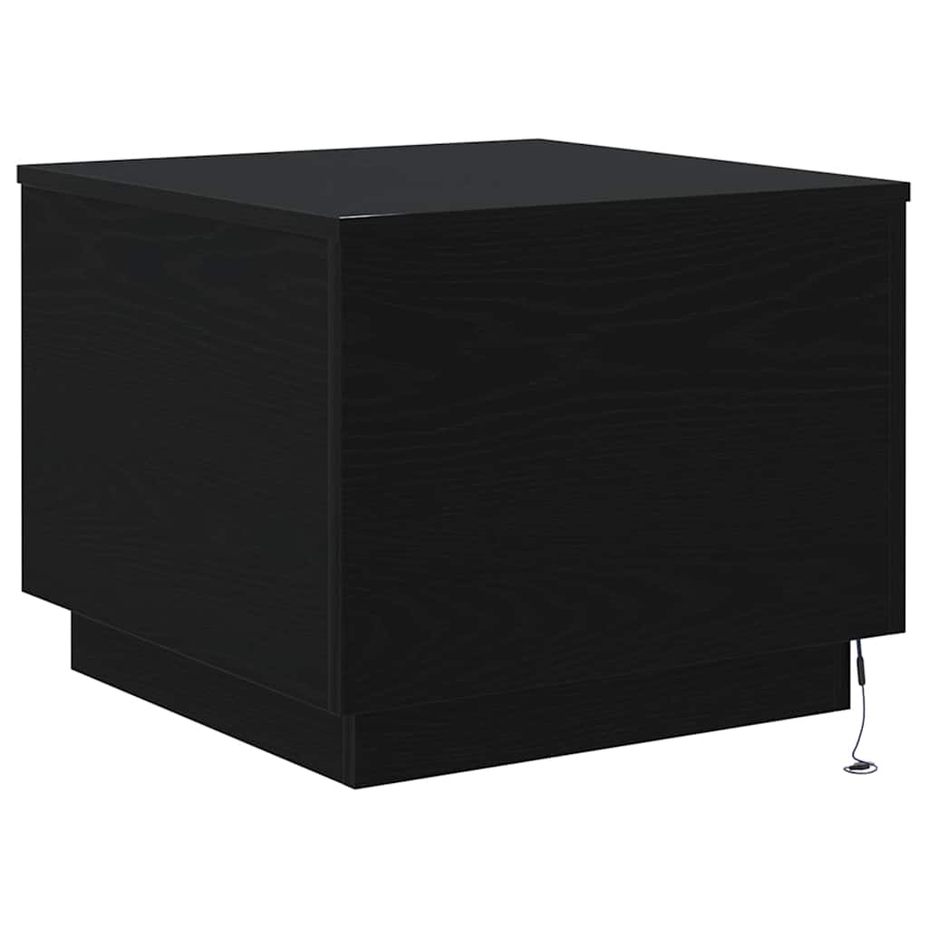 Coffee Table with LED Lights Black Oak 50x50x40 cm