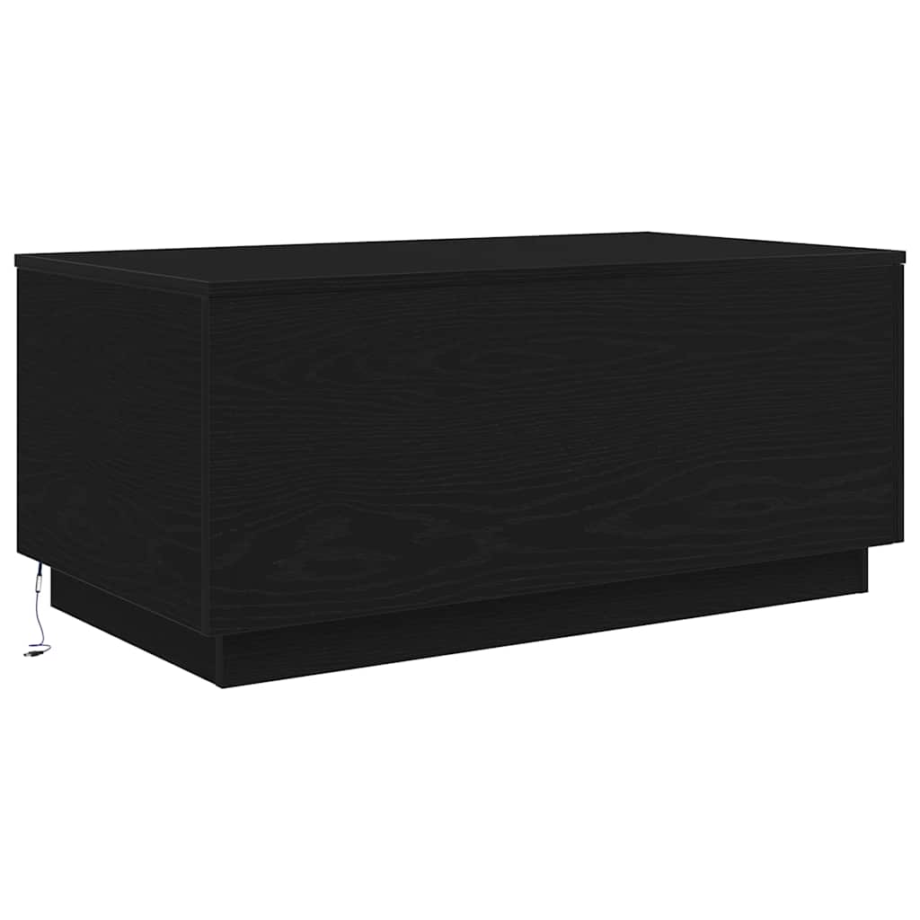 Coffee Table with LED Lights Black Oak 90x50x40 cm