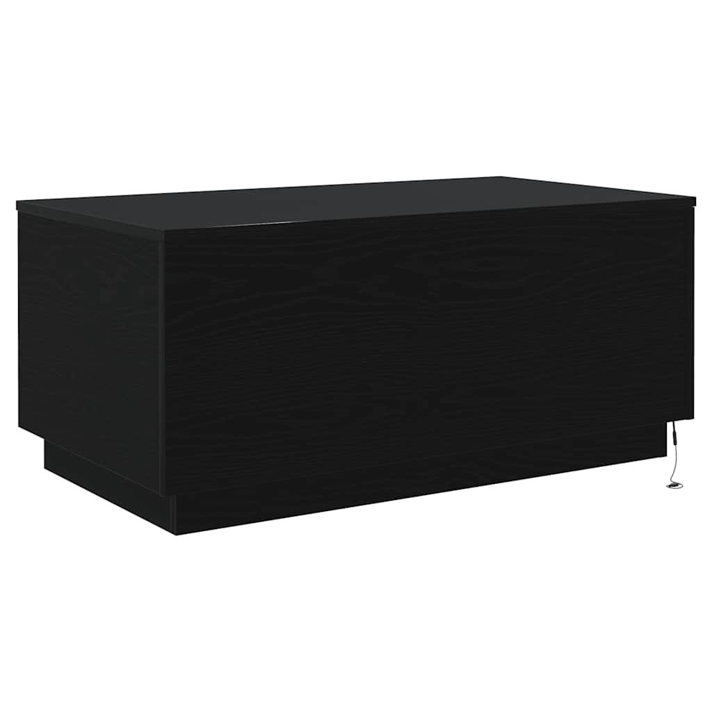 Coffee Table with LED Lights Black Oak 90x50x40 cm