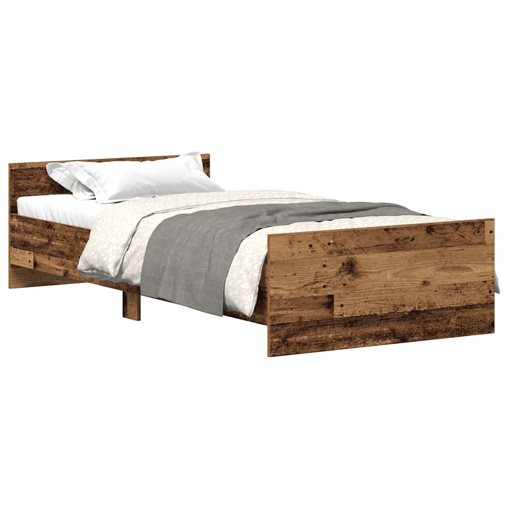 Bed Frame without Mattress Old Wood 75x190 cm Engineered Wood
