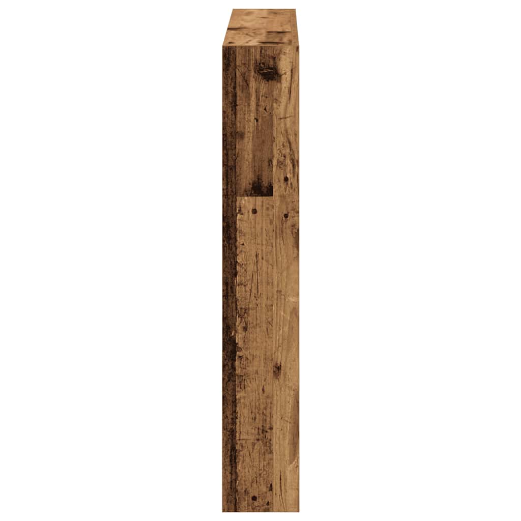 LED Headboard Cabinet, Rustic Old Wood, 100x17x102 cm