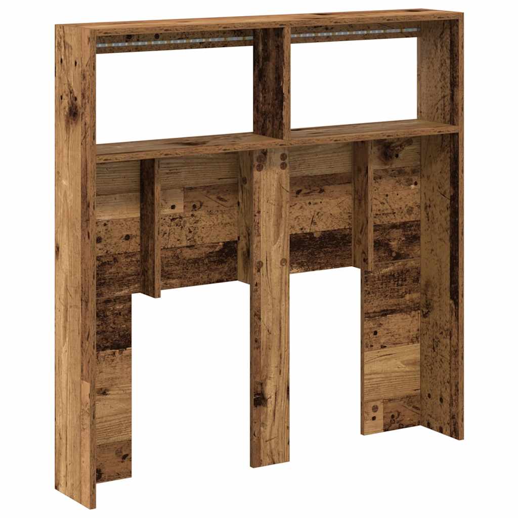 LED Headboard Cabinet, Rustic Old Wood, 100x17x102 cm