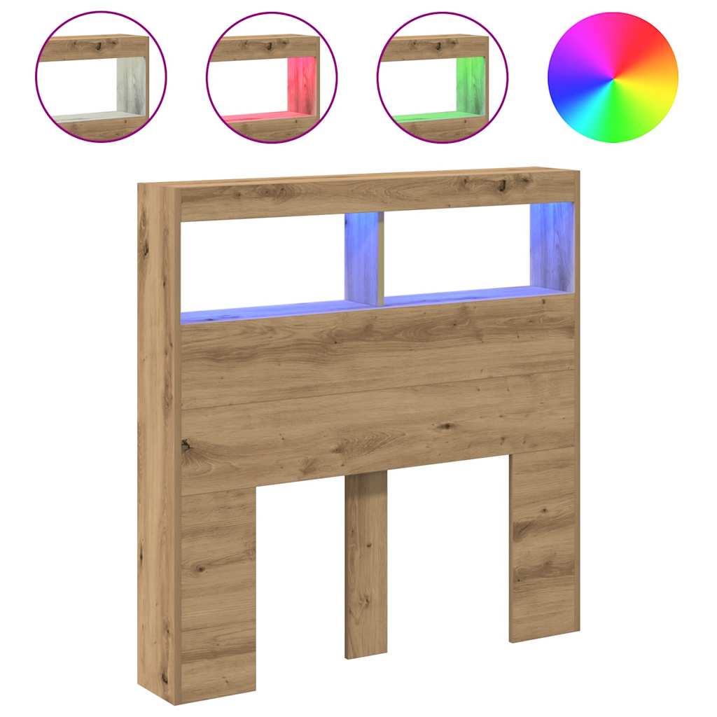LED Headboard Cabinet - Artisan Oak - 100x17x102 cm