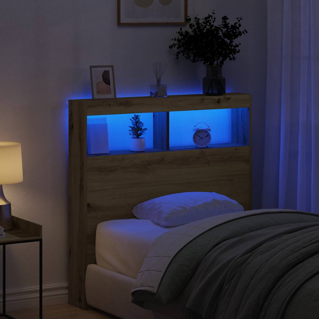 LED Headboard Cabinet - Artisan Oak - 100x17x102 cm