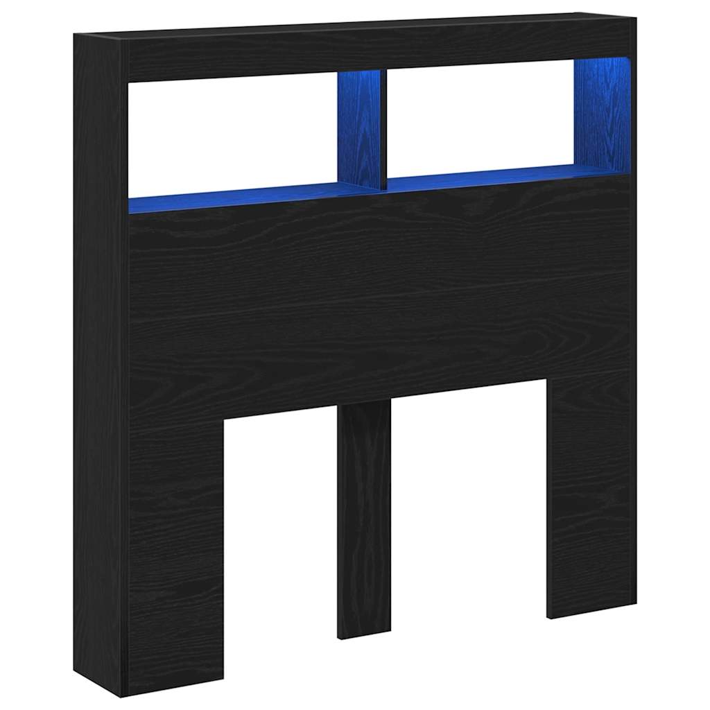 LED Headboard Cabinet - Black Oak, 100x17x102 cm