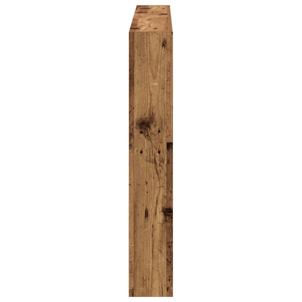 LED-Lit Headboard Cabinet, Old Wood Finish, 140x17x102 cm