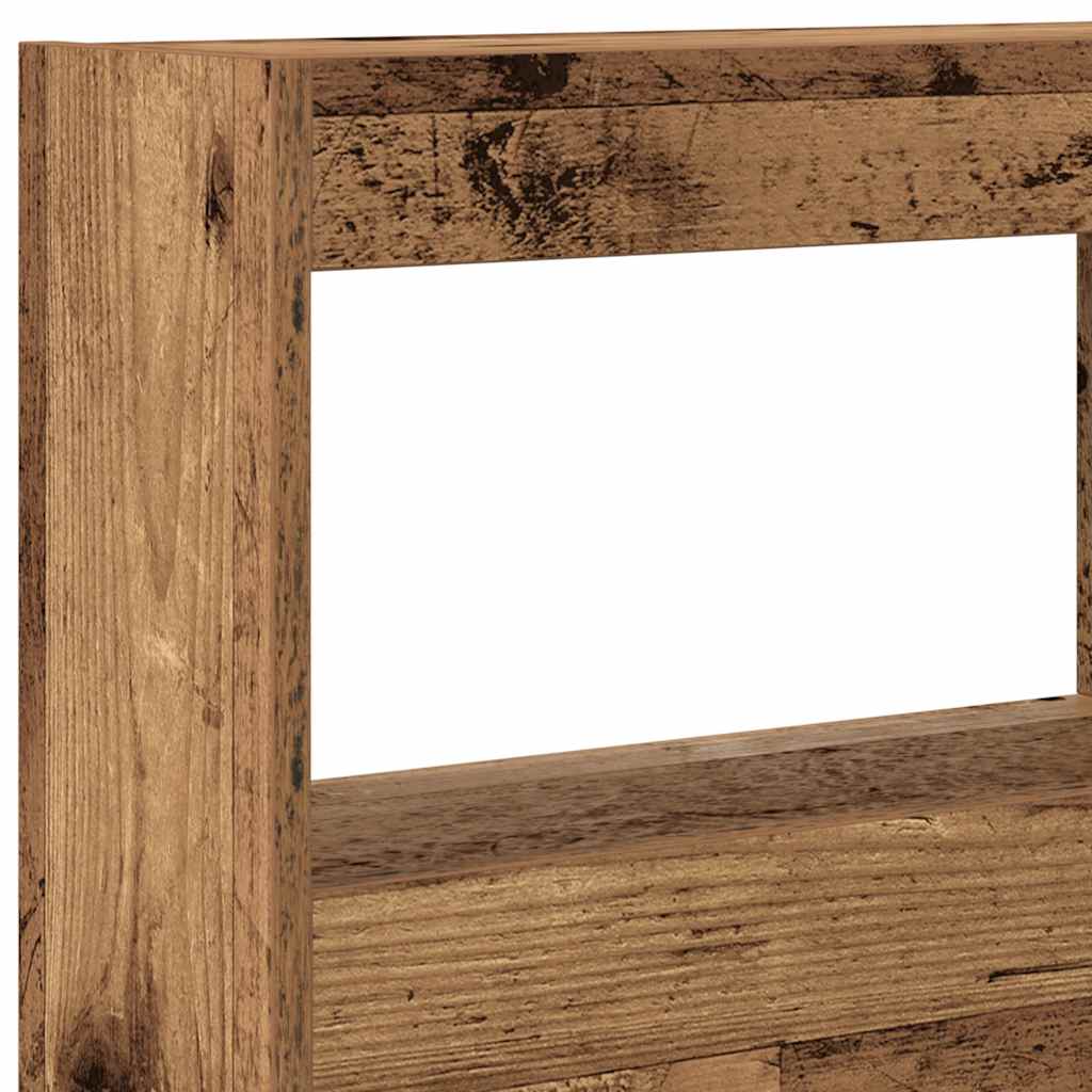 LED-Lit Headboard Cabinet, Old Wood Finish, 140x17x102 cm
